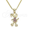Collares con Dije 04.156.0280.20 Oro Laminado, Diseño de Niñita Pequeña, con Blanca Micro Pave, Pulido, Tono Dorado (02 MM Thickness, 20 Inches Length)