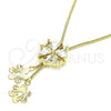 Gargantilla Elegante 04.347.0004.20 Oro Laminado, Diseño de Flor, con Blanca Zirconia Cubica, Pulido, Tono Dorado (01 MM Thickness, 20 Inches Length)