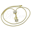 Gargantilla Elegante 04.347.0010.20 Oro Laminado, Diseño de Flor, con Blanca Zirconia Cubica, Pulido, Tono Dorado (01 MM Thickness, 20 Inches Length)