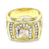 Anillo de Hombre 01.351.0008.10 Oro Laminado, Diseño de Caballo, con Blanca Cristal, Pulido, Tres Tonos (Size 10)