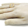 Anillo de Hombre 01.351.0008.11 Oro Laminado, Diseño de Caballo, con Blanca Cristal, Pulido, Tres Tonos (Size 11)