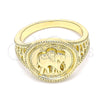 Anillo Elegante 01.351.0010.08 Oro Laminado, Diseño de Elefante, Pulido, Tono Dorado (Size 8)