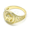 Anillo Elegante 01.351.0010.08 Oro Laminado, Diseño de Elefante, Pulido, Tono Dorado (Size 8)