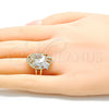 Anillo Elegante 01.351.0012.08 Oro Laminado, Diseño de Pajaro y Flor, Pulido, Tres Tonos (Size 8)