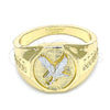 Anillo de Hombre 01.351.0013.11 Oro Laminado, Diseño de Águila, Pulido, Dos Tonos (Size 11)