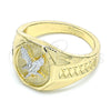 Anillo de Hombre 01.351.0013.11 Oro Laminado, Diseño de Águila, Pulido, Dos Tonos (Size 11)