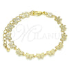 Pulsera Elegante 03.145.0012.06 Oro Laminado, Diseño de Mariposa, Pulido, Tono Dorado (Grosor 06 MM, 6 Pulgadas de Largo)