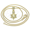 Collares con Dije 04.253.0011.20 Oro Laminado, Diseño de Tetera, con Blanca Micro Pave, Pulido, Tono Dorado (01 MM Thickness, 20 Inches Length)