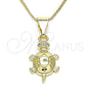Collares con Dije 04.253.0011.20 Oro Laminado, Diseño de Tetera, con Blanca Micro Pave, Pulido, Tono Dorado (01 MM Thickness, 20 Inches Length)