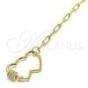 Pulsera Elegante 03.341.0069.07 Oro Laminado, Diseño de Corazón, con Blanca Micro Pave, Pulido, Tono Dorado (04 MM Thickness, 7 Inches Length)