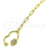 Pulsera Elegante 03.341.0070.07 Oro Laminado, Diseño de Labios, con Blanca Micro Pave, Pulido, Tono Dorado (04 MM Thickness, 7 Inches Length)