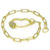 Pulsera Elegante 03.341.0070.07 Oro Laminado, Diseño de Labios, con Blanca Micro Pave, Pulido, Tono Dorado (04 MM Thickness, 7 Inches Length)