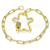 Pulsera Elegante 03.341.0073.07 Oro Laminado, Diseño de Niñito Pequeño, con Blanca Micro Pave, Pulido, Tono Dorado (04 MM Thickness, 7 Inches Length)