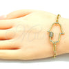 Pulsera Elegante 03.341.0076.07 Oro Laminado, Diseño de Mano de Dios, con Blanca Micro Pave, Pulido, Tono Dorado (04 MM Thickness, 7 Inches Length)