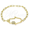 Pulsera Elegante 03.341.0076.07 Oro Laminado, Diseño de Mano de Dios, con Blanca Micro Pave, Pulido, Tono Dorado (04 MM Thickness, 7 Inches Length)