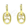 Argolla Huggie 02.341.0050.12 Oro Laminado, Diseño de Puff Mariner, Pulido, Tono Dorado