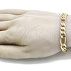 Pulsera Básica 03.213.0095.08 Oro Laminado, Diseño de Figaro, Pulido, Tono Dorado (09 MM Thickness, 8 Inches Length)
