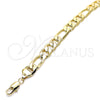 Pulsera Básica 03.213.0095.08 Oro Laminado, Diseño de Figaro, Pulido, Tono Dorado (09 MM Thickness, 8 Inches Length)