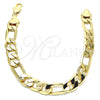 Pulsera Básica 03.213.0095.08 Oro Laminado, Diseño de Figaro, Pulido, Tono Dorado (09 MM Thickness, 8 Inches Length)