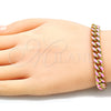 Pulsera Básica 03.341.0075.1.07 Oro Laminado, Diseño de Miami Cubana, Esmaltado Rosado, Tono Dorado (08 MM Thickness, 7 Inches Length)