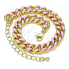 Pulsera Básica 03.341.0075.1.07 Oro Laminado, Diseño de Miami Cubana, Esmaltado Rosado, Tono Dorado (08 MM Thickness, 7 Inches Length)