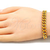 Pulsera Básica 03.341.0075.5.07 Oro Laminado, Diseño de Miami Cubana, Esmaltado Naranja, Tono Dorado (08 MM Thickness, 7 Inches Length)