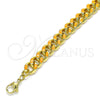 Pulsera Básica 03.341.0075.5.07 Oro Laminado, Diseño de Miami Cubana, Esmaltado Naranja, Tono Dorado (08 MM Thickness, 7 Inches Length)