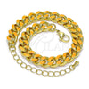 Pulsera Básica 03.341.0075.5.07 Oro Laminado, Diseño de Miami Cubana, Esmaltado Naranja, Tono Dorado (08 MM Thickness, 7 Inches Length)