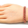 Pulsera Básica 03.341.0075.6.07 Oro Laminado, Diseño de Miami Cubana, Esmaltado Rosado Oscuro, Tono Dorado (08 MM Thickness, 7 Inches Length)
