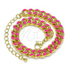 Pulsera Básica 03.341.0075.6.07 Oro Laminado, Diseño de Miami Cubana, Esmaltado Rosado Oscuro, Tono Dorado (08 MM Thickness, 7 Inches Length)
