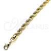 Tobillera Básica 04.213.0207.10 Oro Laminado, Diseño de Rope, Pulido, Tono Dorado (07 MM Thickness, 10 Inches Length)