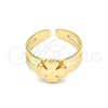 Anillo del Pie 01.233.0025 Oro Laminado, Diseño de Trébol de Cuatro Hojas, Pulido, Tono Dorado (One size fits all)