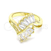 Anillo Multi Piedra 01.283.0016.08 Oro Laminado, Diseño de Baguette, con Blanca Zirconia Cubica, Pulido, Tono Dorado (Size 8)