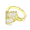 Anillo Multi Piedra 01.283.0016.08 Oro Laminado, Diseño de Baguette, con Blanca Zirconia Cubica, Pulido, Tono Dorado (Size 8)