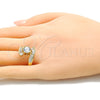 Anillo Multi Piedra 01.283.0018.08 Oro Laminado, Diseño de Baguette, con Blanca Zirconia Cubica, Pulido, Tono Dorado (Size 8)