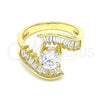 Anillo Multi Piedra 01.283.0018.08 Oro Laminado, Diseño de Baguette, con Blanca Zirconia Cubica, Pulido, Tono Dorado (Size 8)