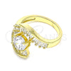 Anillo Multi Piedra 01.283.0018.08 Oro Laminado, Diseño de Baguette, con Blanca Zirconia Cubica, Pulido, Tono Dorado (Size 8)