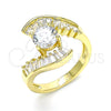 Anillo Multi Piedra 01.283.0018.08 Oro Laminado, Diseño de Baguette, con Blanca Zirconia Cubica, Pulido, Tono Dorado (Size 8)