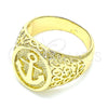 Anillo de Hombre 01.283.0023.11 Oro Laminado, Diseño de Ancla, Pulido, Tono Dorado (Size 11)