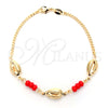 Pulsera Elegante 03.32.0299.07 Oro Laminado, Diseño de Concha y Cubana Concava, con Topacio Opal, Pulido, Tono Dorado (7 Inches Length)