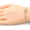 Pulsera Elegante 03.299.0041.07 Oro Laminado, Diseño de Bead Expandible y Niñita Pequeña, con Blanca Micro Pave, Pulido, Tono Dorado (04 MM Thickness, 7 Inches Length)