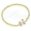 Pulsera Elegante 03.299.0041.07 Oro Laminado, Diseño de Bead Expandible y Niñita Pequeña, con Blanca Micro Pave, Pulido, Tono Dorado (04 MM Thickness, 7 Inches Length)