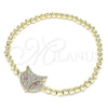 Pulsera Elegante 03.299.0044.07 Oro Laminado, Diseño de Bead Expandible y Búho, con Blanca and Rubi Micro Pave, Pulido, Tono Dorado (04 MM Thickness, 7 Inches Length)