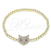 Pulsera Elegante 03.299.0044.07 Oro Laminado, Diseño de Bead Expandible y Búho, con Blanca and Rubi Micro Pave, Pulido, Tono Dorado (04 MM Thickness, 7 Inches Length)