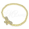 Pulsera Elegante 03.299.0045.07 Oro Laminado, Diseño de Bead Expandible y Mariposa, con Blanca Micro Pave, Pulido, Tono Dorado (04 MM Thickness, 7 Inches Length)