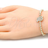 Pulsera Elegante 03.299.0047.07 Oro Laminado, Diseño de Bead Expandible y Búho, con Blanca and Negro Micro Pave, Pulido, Tono Dorado (04 MM Thickness, 7 Inches Length)