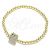 Pulsera Elegante 03.299.0047.07 Oro Laminado, Diseño de Bead Expandible y Búho, con Blanca and Negro Micro Pave, Pulido, Tono Dorado (04 MM Thickness, 7 Inches Length)
