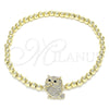Pulsera Elegante 03.299.0047.07 Oro Laminado, Diseño de Bead Expandible y Búho, con Blanca and Negro Micro Pave, Pulido, Tono Dorado (04 MM Thickness, 7 Inches Length)