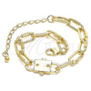 Pulsera Elegante 03.321.0001.09 Oro Laminado, Diseño de Paperclip, Pulido, Tono Dorado (09 MM Thickness, 9 Inches Length)