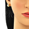 Arete Dormilona 02.100.0105 Oro Laminado, Diamantado, Tono Dorado